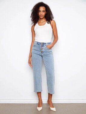 CHARLIE B Front Button Fly Crop Jeans